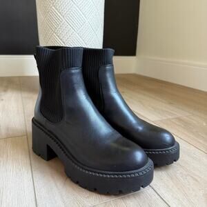 Steve madden black hayle platform chelsea faux leather boots size 8